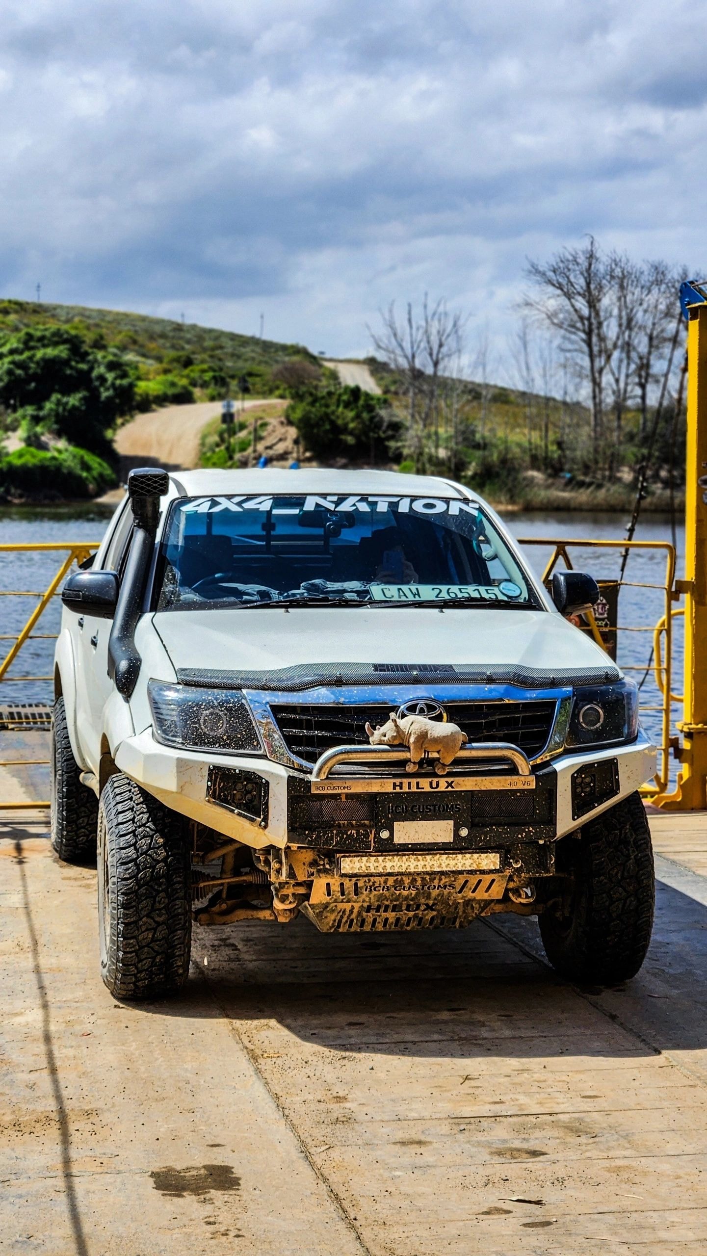 Modified Hilux on ferry dock